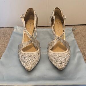 Jessica Simpson Glittering Silver Heels